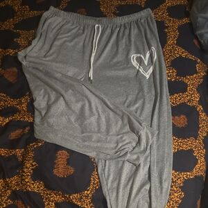 Gray Lounge Pants with Heart Design